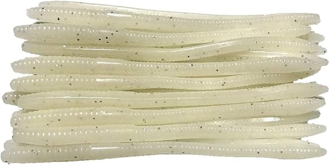 20 Pcs 6.25" Drop Shot Finesse Worms (Scented, Floats) Soft Plastic Baits for Bass Fishing