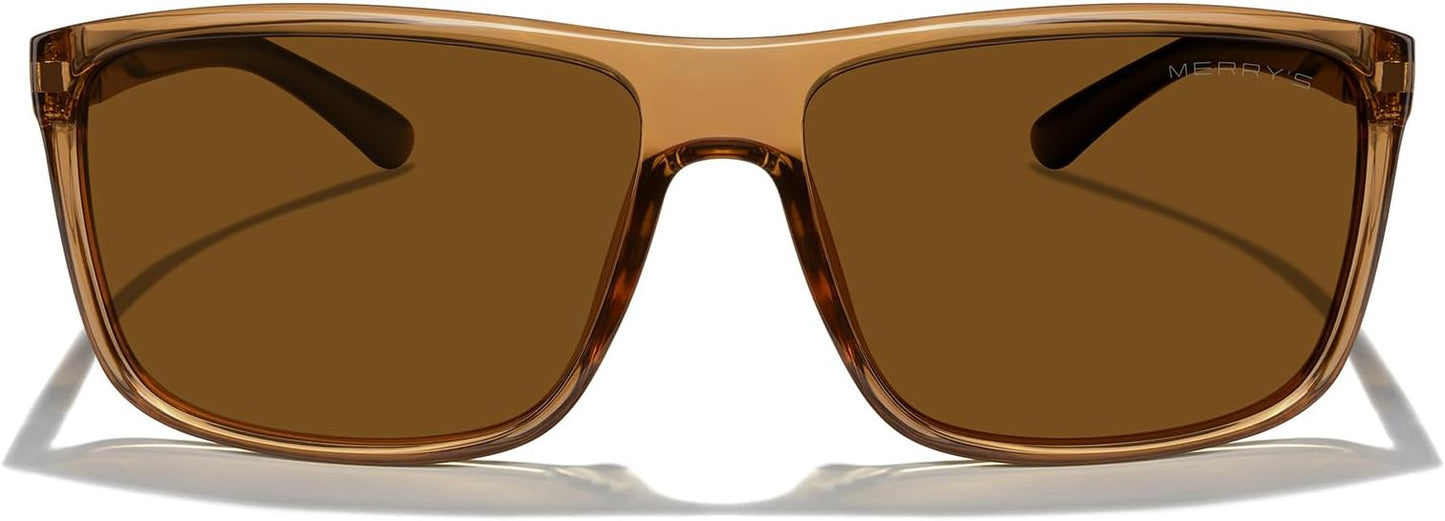 MERRY'S Rectangular Polarized Sports Sunglasses for Men Women Cycling Driving Fishing UV400 Protection S8225