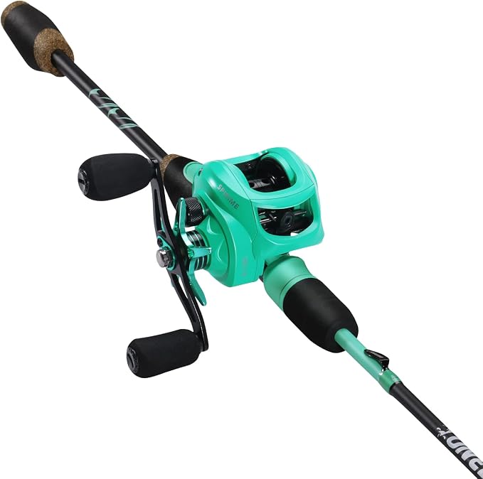 One Bass Fishing Rod and Reel Combo, 2-Piece Spinning & Baitcasting Combo,Medium IM6 Graphite Blank Rods, Stainless Steel Guides