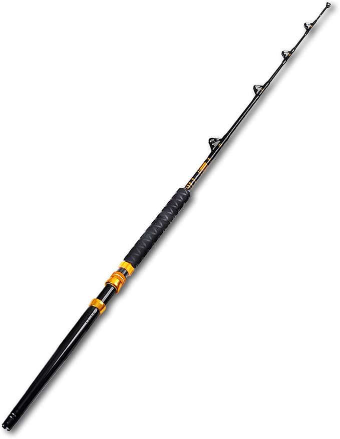 Fiblink Bent Butt Fishing Rod 2-Piece Saltwater Offshore Trolling Rod Big Game Roller Rod Conventional Boat Fishing Pole