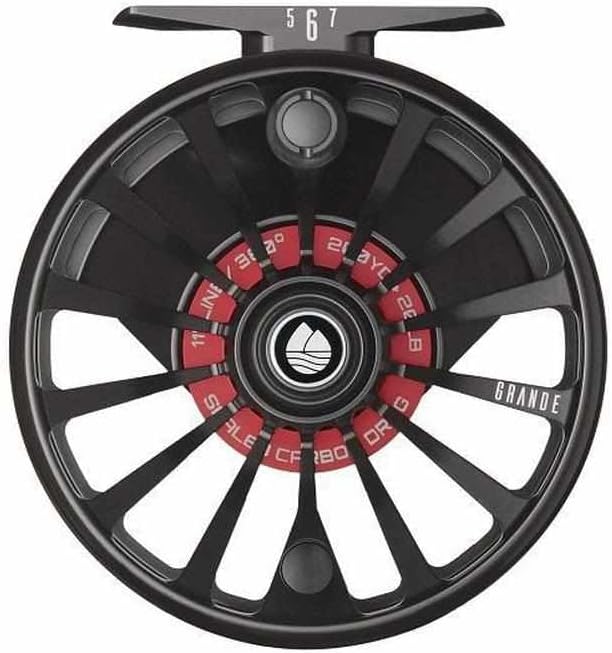 Redington Grande Fly Fishing Reel, Heavyweight Big Game Fly Reels, Freshwater and Saltwater, Super-Torque Drag System, Black, 5/6