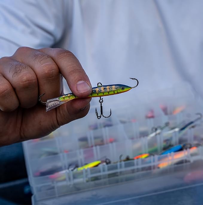 Rapala Vertical Jigging Rap – Ice Fishing Jigging Lure – Walleye Pike and Perch Jig – 4-3/8", Purple Shades
