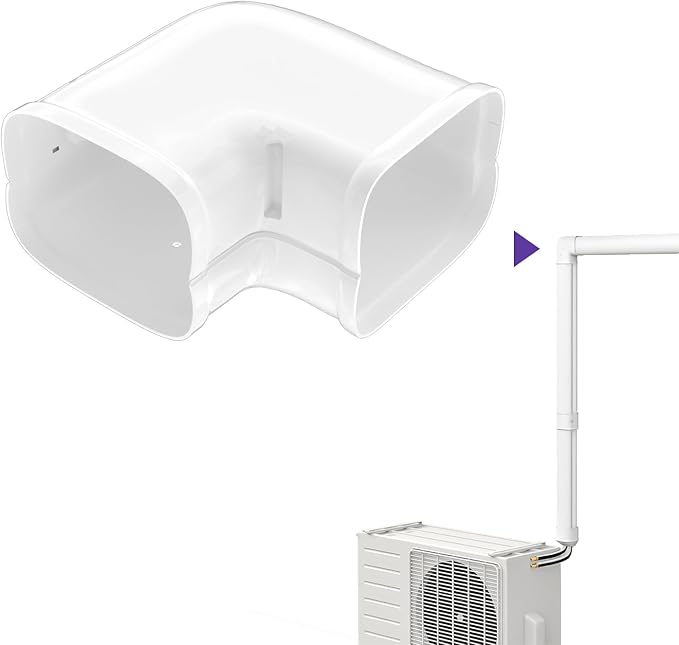 5'' Width Flat Elbow, Mini-Split Line Set Cover Accessories for Mini Split AC & Central AC, White