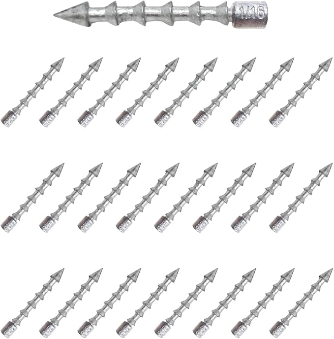 Reaction Tackle Lead Nail Weights for Plastic Worms, Wacky Rig and Neko Rig - Insert Pencil Sinkers for Bass Fishing Soft Plastic Lures - 25-Pack