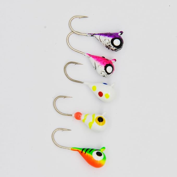Tungsten Ice Fishing Jig Set Ice Fishing Lures, Max Sensitive Tungsten Tear Drop Ice Jig Head Hook for Panfish, Crappie, Walleye, Perch, Trout, Bluegill