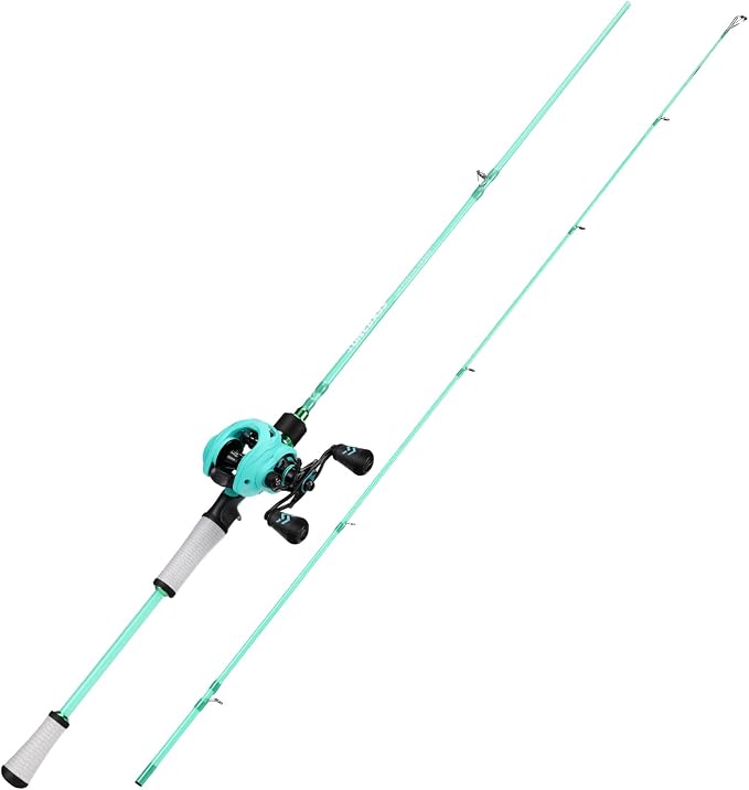 One Bass Spirit Flame Fishing Rod Reel Combo, Spinning & Baitcasting Fishing Pole with Graphite 2Pc Blanks, Stainless Steel Guides