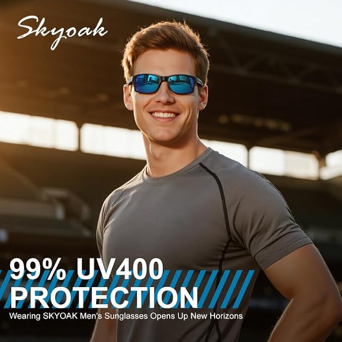 Unbreakable Polarized Sports Sunglasses for Men, Scratch/Seawater-Proof/Oleophobic Coating Lens, Aluminum Frame Sun Glasses