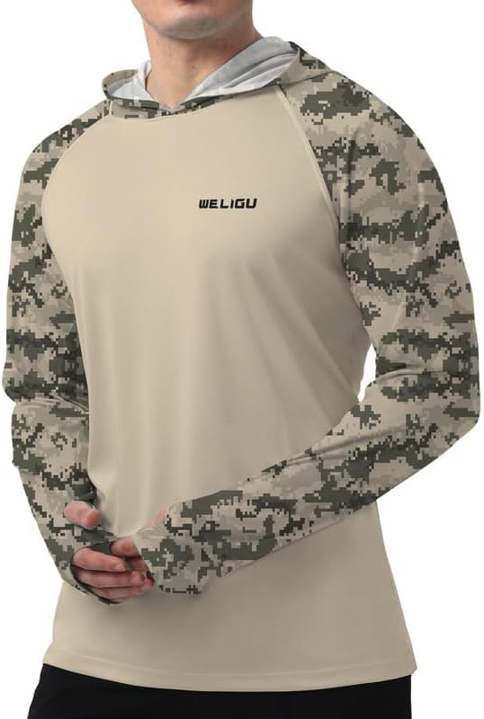 Men's UPF 50+ Sun Protection Hoodie Shirt Long Sleeve SPF Fishing Outdoor UV Hiking Lightweight Shirts