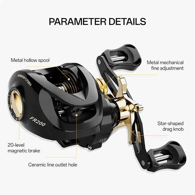 Fishing Baitcasting Reel, Baitcaster Fishing Reels with 18+1BB Stainless Steel Ball Bearings,Magnetic Braking System for Fishing Saltwater Freshwater, Available in 7.2:1