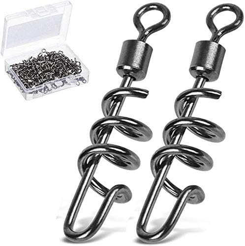 AMYSPORTS Fishing swivels Corkscrew snap swivels Fishing Tackle swivels Saltwater Freshwater Leader Lure jigs line Connector