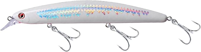 LITTMA California Surf Fishing Lures Saltwater Jerkbait Crankbait Surf Minnow 110/125 - Metallic Sardine Super Glow & Pearl Pink Belly Glow Lures for Halibut & Striper Fishing