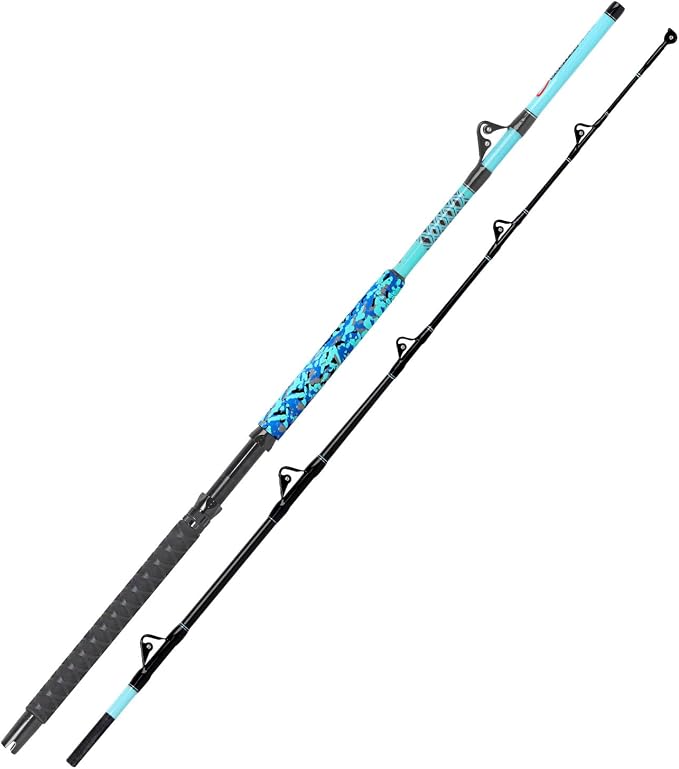 Fiblink Trolling Fishing Rod 1-Piece/2-Piece Saltwater Big Game Rod Offshore Conventional Boat Fishing Pole (6'/6'6"/7')