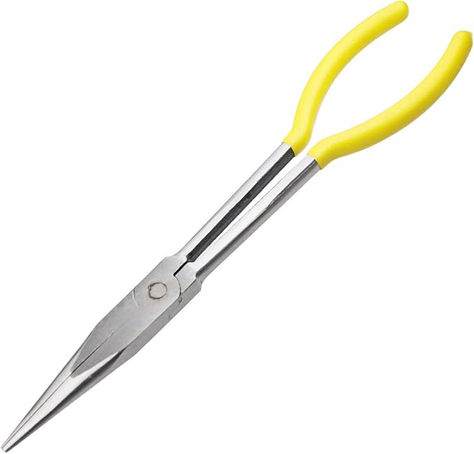 11 Inch（28cm） Long Reach Long Nose Pliers | Designed for Mechanics, Technicians, and Contractors | Work with Delicate or Difficult-to-Reach Pieces | Milled-Jaws | Steel “Needle Nose（Yellow）