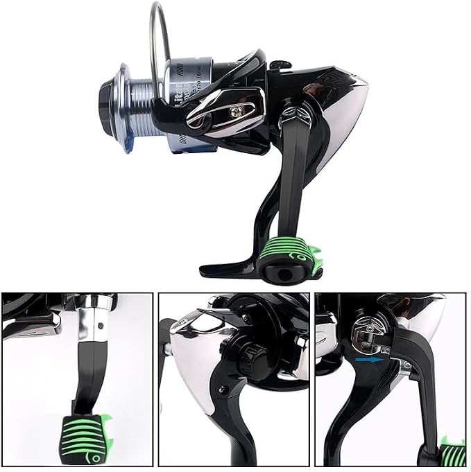 Fishing Reel Replacement Handle with Knob Covers, Spinning Casting Baitcaster Reel Grip Parts Universal Rocker Arm Non-Slip Rubber Sleeve