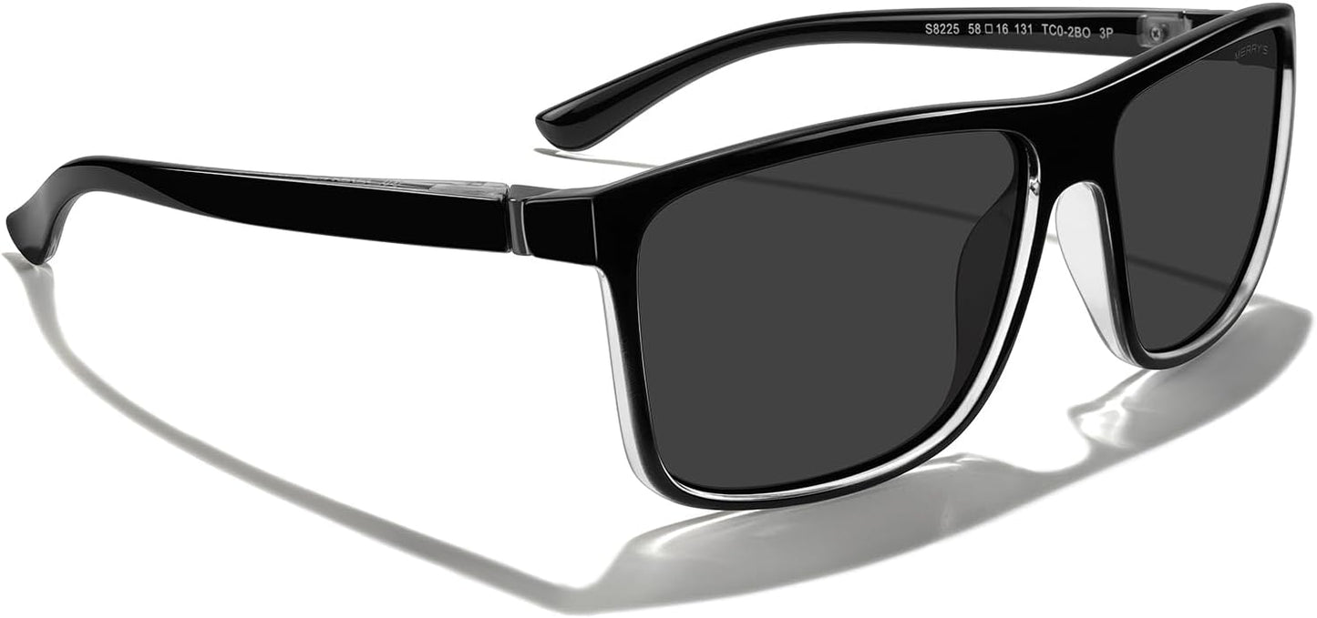 MERRY'S Rectangular Polarized Sports Sunglasses for Men Women Cycling Driving Fishing UV400 Protection S8225