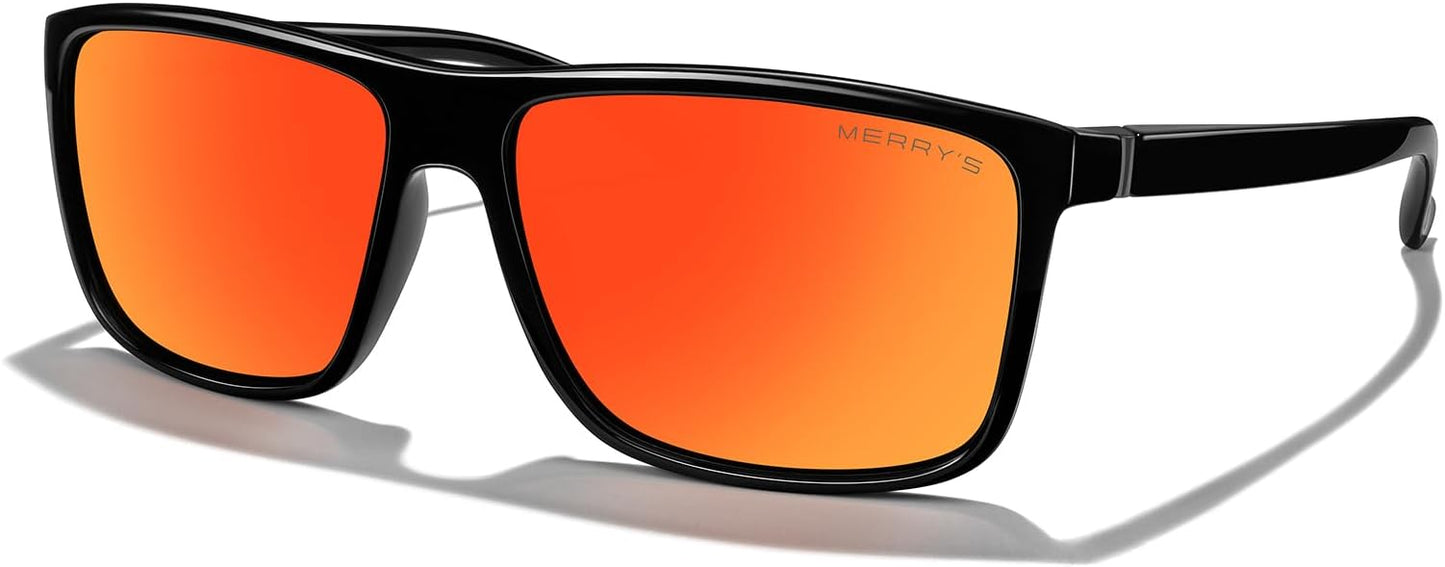 MERRY'S Rectangular Polarized Sports Sunglasses for Men Women Cycling Driving Fishing UV400 Protection S8225