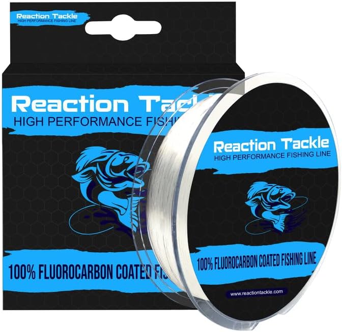 Reaction Tackle Fluorocarbon Coated Fishing Line, 350yds - Superior Strength, Low Visibility, Abrasion Resistant - Ideal for Freshwater or Saltwater Fishing, Monofilament Upgrade