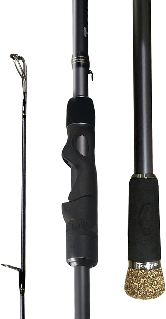 Tempo Sphera Spinning Rod - 2 Piece Carbon Fiber Fishing Rod with Fuji Reel Seat, Lightweight Fishing Rods with Stainless Steel Guides for Saltwater Freshwater Ice Fishing