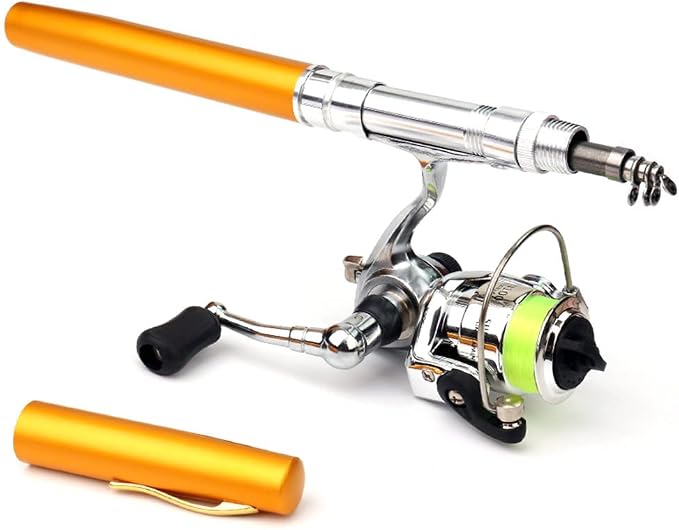 Telescopic Fishing Rod Reel Combo Lightweight Fishing Rod Spin Reel System for Freshwater Saltwater Mini Pen Fishing Pole Kit