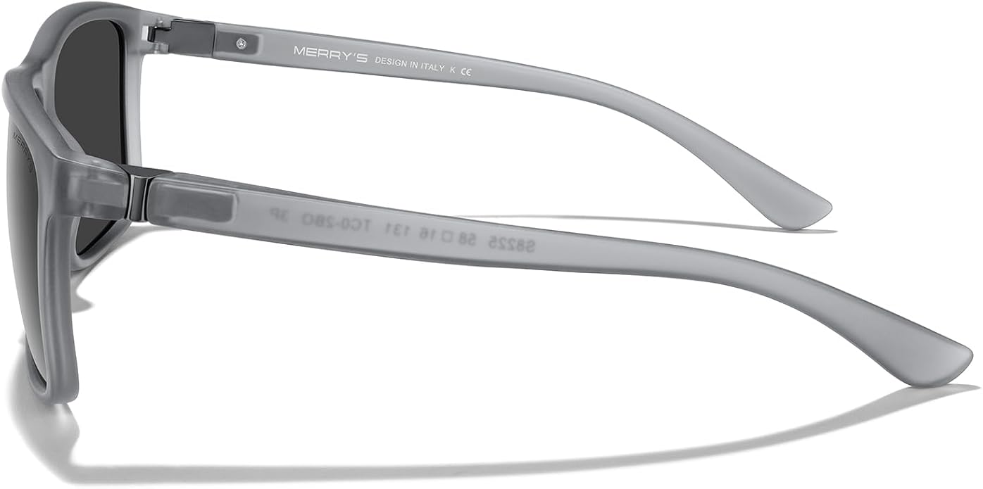 MERRY'S Rectangular Polarized Sports Sunglasses for Men Women Cycling Driving Fishing UV400 Protection S8225