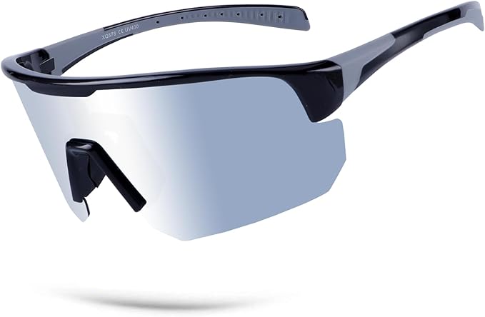 BangLong Lightweight Polarized Sports Sunglasses for Men Women, UV400 Protection Wrap-Around Sunglasses for Running Cycling