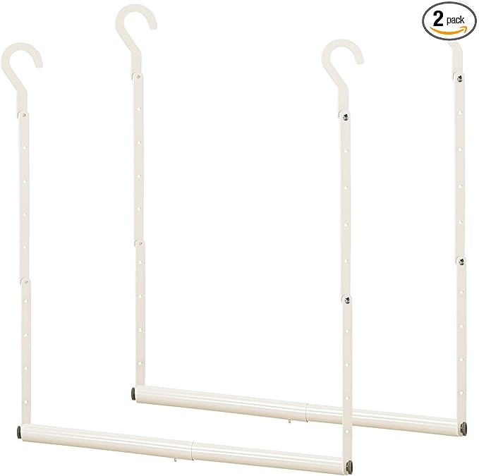 STORAGE MANIAC Adjustable Closet Rod Hanging Clothes Heavy Duty Closet Extender Hanging Rod Space-Saving Clothes Hanging Bar Double Closet Hanging Rod Hanging Closet Organizer Closet Bar,2 Pack White