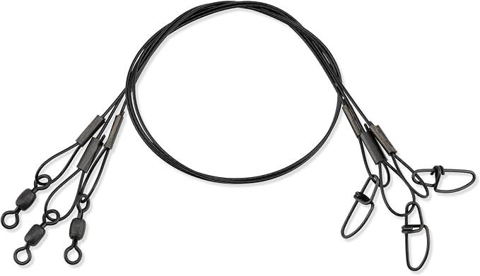 AFW Surflon Fishing Leaders – Black Nylon Coated Stainless Steel Wire, Swivel & Snap, 3 Pack, Variety Pack – Strong Leader Line for Catfishing & Toothy Game Fish