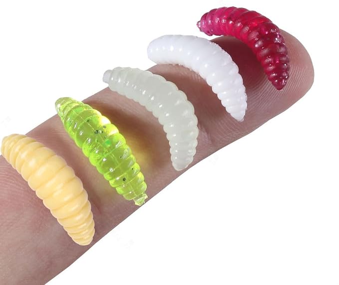 Pack of 50 0.8" Larva Maggot Worm Grub Bait Soft Fishing Lure Luminous Jig Tackle