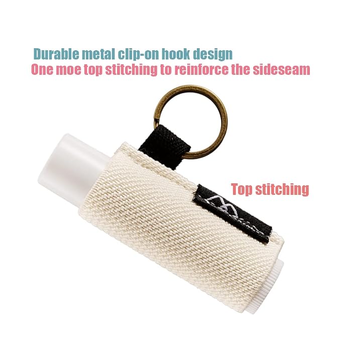 WK IEASON - Lip Balm Holder Keychain Clip On Lipstick Sleeve Chapstick Sleeve Holder Keychain Pack of 5 (Beige/green/yellow/black/rose)