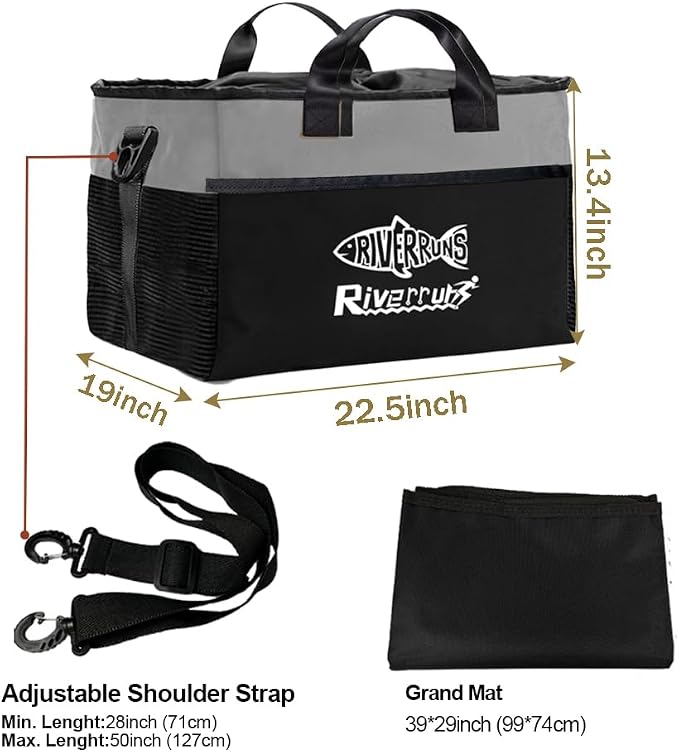 Riverruns Fishing Hunting Wader Bag with Vented Mesh, Waders Boots Bag, Fly Fish Storage Bag for Fishing, Hiking, Camping