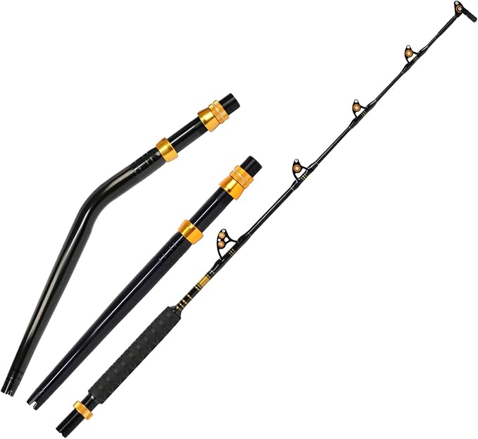 Fiblink Bent Butt Fishing Rod 2-Piece Saltwater Offshore Trolling Rod Big Game Roller Rod Conventional Boat Fishing Pole
