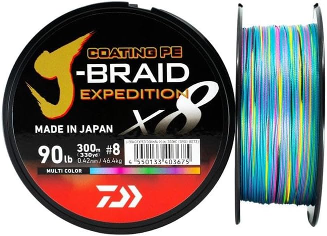 DAIWA J-Braid Expedition X8E, 300m, Multi-Color, Braided Fishing Line