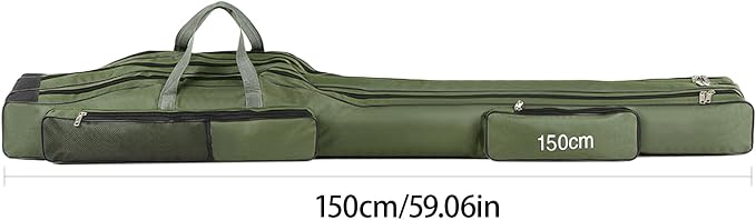 Fishing Rod Case with Fishing Tackle Box Portable Folding Rod Case Pole Reel Storage Bag Gears Organizer (150CM)