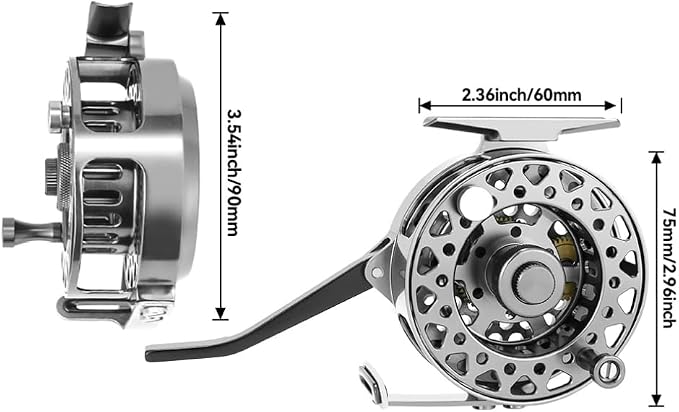 Semi-Automatic Fly Fishing Reel, Quick Line Retrieval, Adjustable Drag, Quick Spool Removal, for Freshwater Lake Stream Pond Fishing, CNC Machined Aluminum