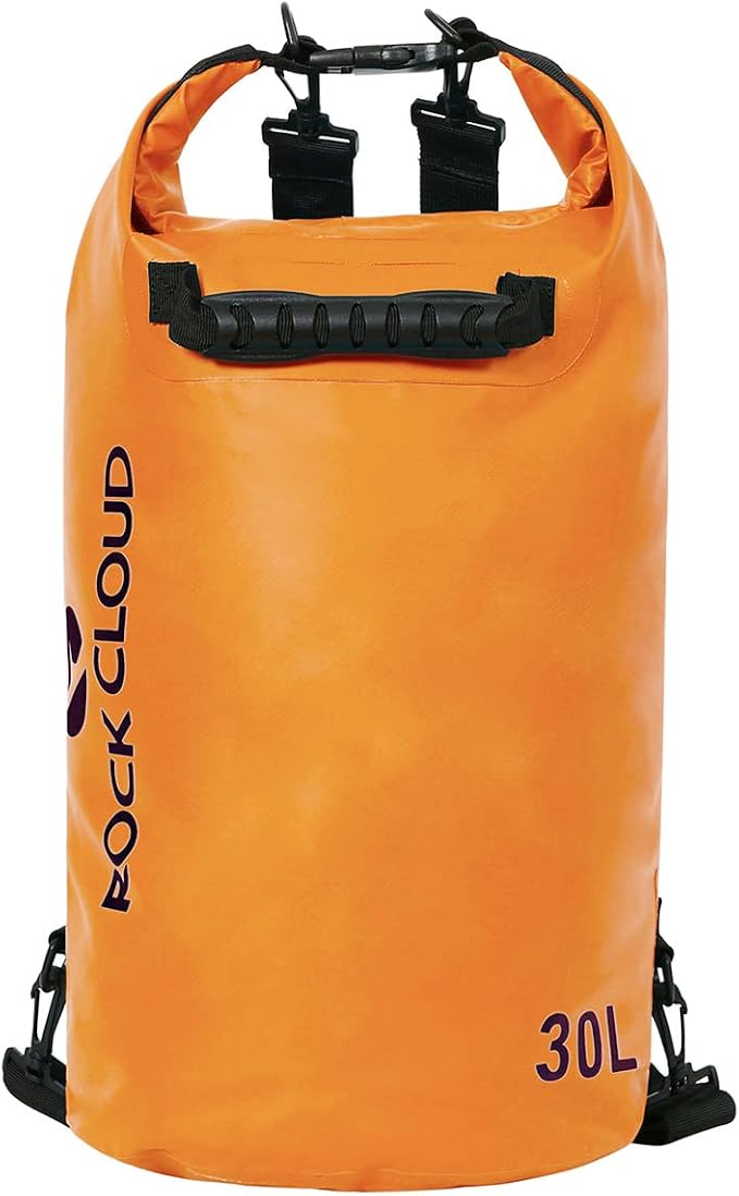 ROCK CLOUD Dry Bag Waterproof 30L Dry Sack for Kayaking Rafting Boating Beach Surfing Swimming Canoe Camping Hiking Fishing Ski, Orange