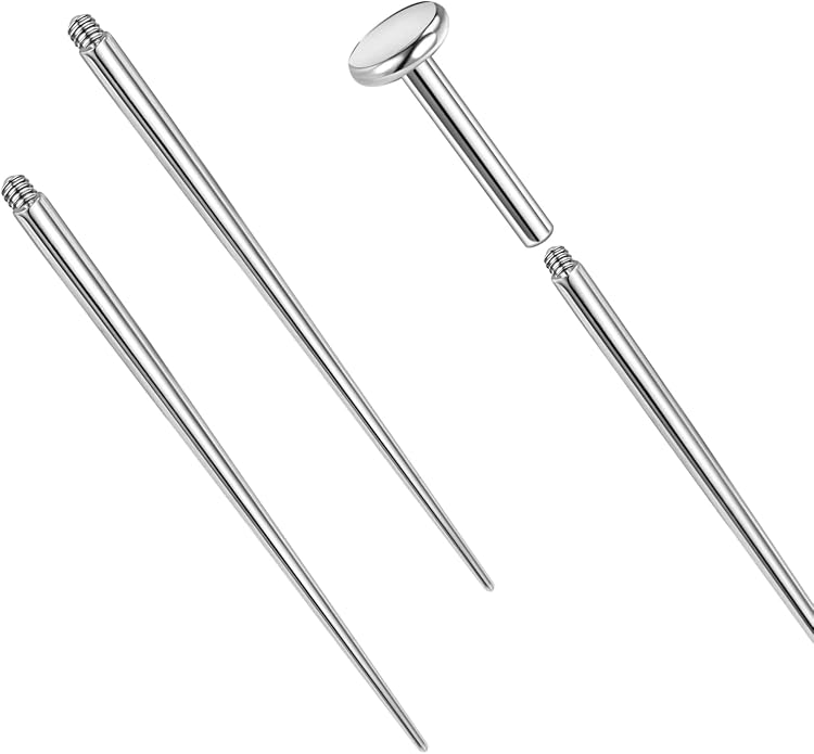 14g/16g/18g ASTM F136 Titanium Piercing Taper Insertion Pin for Internal Thread Tragus/Helix/Lip/Nose/Helix/Piercing Jewelry Cartilage Earrings Labret Nose Studs Stretcher Assistant Tool