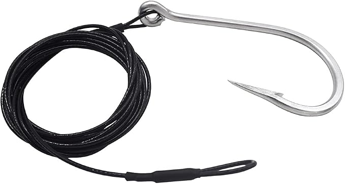 1/0-13/0 Shark Surf Rigs with 9.8ft 49-Strands Steel Leader(380-400Pound),Deep Sea Hooks for Big Fish