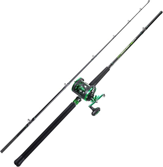 Sougayilang Catfish Rod and Reel Combo, 2-Piece MH Conventional Reel Fishing Combo, 25 lb Carbon Drag for Large Flathead and Blue Catfish, Saltwater-Ready for Salmon and Steelhead Bottom Fishing