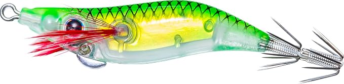 Yo-Zuri Mini Aurora Squid Jig, Floating, 2 Inch, 48mm, #1, Luminous Green