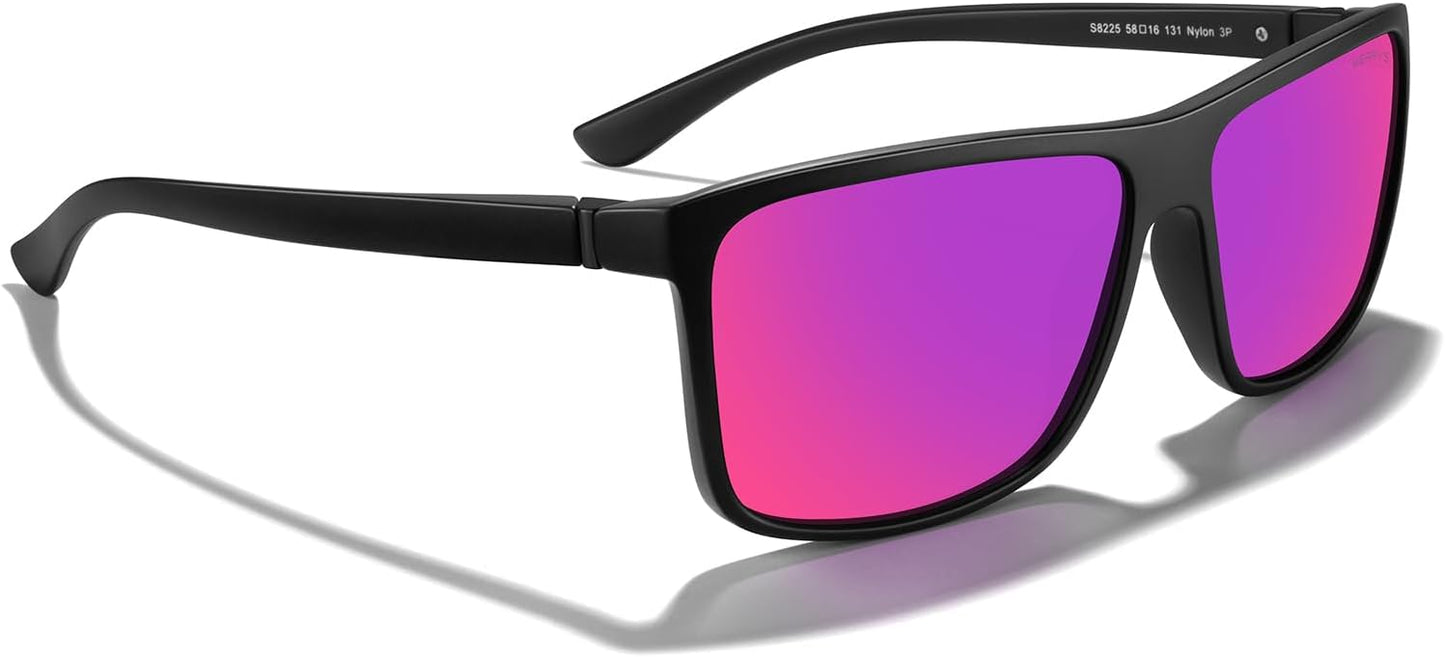 MERRY'S Rectangular Polarized Sports Sunglasses for Men Women Cycling Driving Fishing UV400 Protection S8225