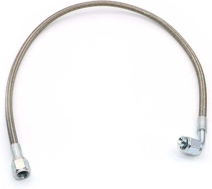 GXARTS 24" Billet Steel Braided Turbo Oil Feed Line Length 4AN 90 Degree Straight Hose Straight PTFE line straight Hose End Pressure Stainless Remote Turbocharger 551871