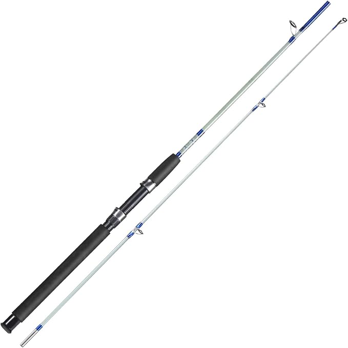 Sougayilang Fishing Rod, 2-Piece Composite Graphite & Glass Blanks Saltwater Trolling Rod Offshore Surf Fishing Pole with Stainless Steel Line Guides for Catfish, Salmon Glass Fiber Spinning Rod
