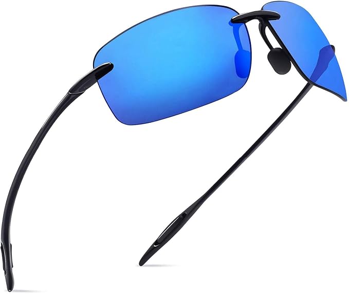 JULI Sports Sunglasses for Men Women Tr90 Rimless Frame for Running Fishing Golf Surf Driving MJ8009