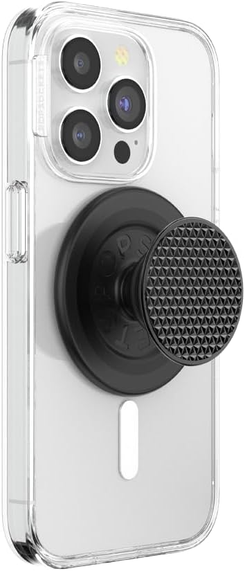 PopSockets Phone Grip for MagSafe, Magnetic Holder, Phone Stand, Black - Alum Triangle Knurled Black