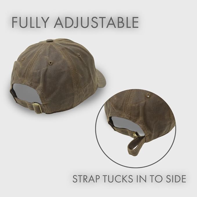 Genuine Waxed Canvas Hat – Adjustable Unstructured Cap for Men & Women, Durable, Weather-Resistant