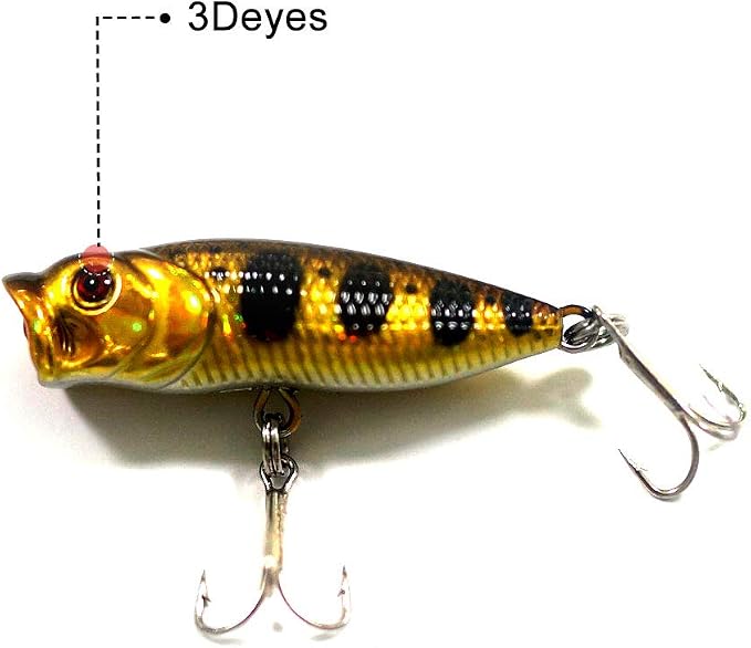 SEASKY Fishing Plug Lures Micro Popper Topwater Trout Attack in Freshwater (Yellow)