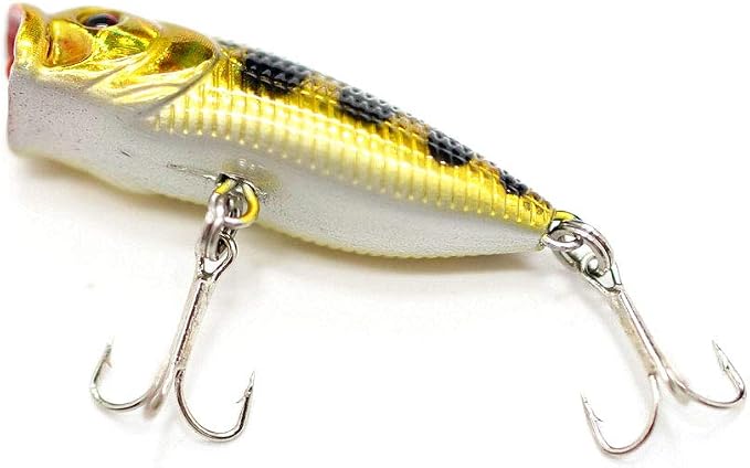 SEASKY Fishing Plug Lures Micro Popper Topwater Trout Attack in Freshwater (Yellow)