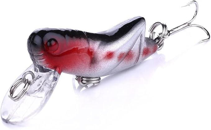 5pcs Crickhopper Cricket/Grasshopper Crankbait Fishing Lures, Grasshopper Bait Bionic Mini Fishing Topwater Lures for Freshwater and Saltwater for Bass Pike Walleye Trout Lures