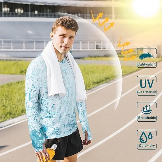 Men's UPF 50+ Sun Protection Hoodie Shirt Long Sleeve SPF Fishing Outdoor UV Hiking Lightweight Shirts