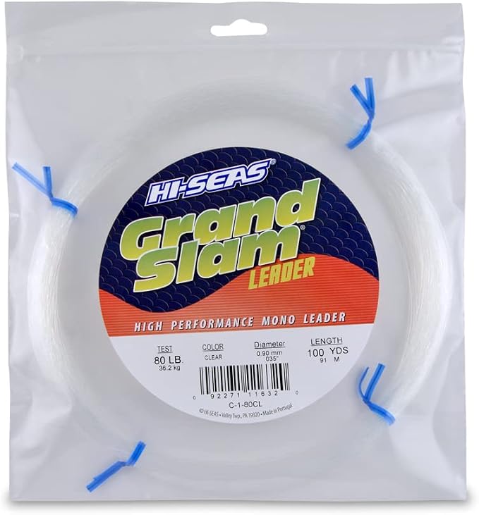 HI-SEAS Grand Slam Monofilament Fishing Leader - Superior Strong Clear Black, for Freshwater & Saltwater Big Game Bottom Fishing, Trolling